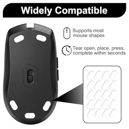 160 Dot Mouse Skates, Universal Glass Mouse Skates for Gaming Mice, Custom Glide and Control Dots for Esport Players, Smooth Movement on Cloth and Glass Mouse Pads (Black & White) - size: 7x14mm White & Black