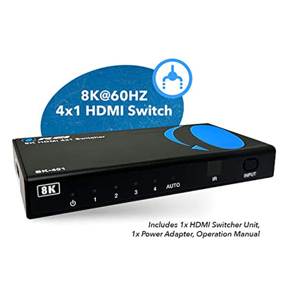 OREI 8K 4x1 HDMI 2.1 Switch 4K @ 120hz Switcher 4 in 1 Out, Support HDR, HDR10, Dolby Vision, HLG 48Gbps for Xbox Series X PS5 Roku Fire TV Monitor Projector Dolby | hdmi switcher 4 in 1 out, hdmi switcher 4k 120hz, 48Gbps, HDR10, Dolby Vision, HLG, PS5/X