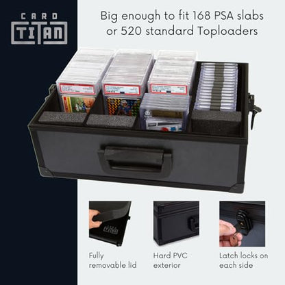 Card Titan All In One Trading Card Storage Box - Graded Cards Toploader and One Touch Card Holder Sports Cards Case with Removable Lid - Fits Graded Slabs, Toploaders and Magnetic Cases