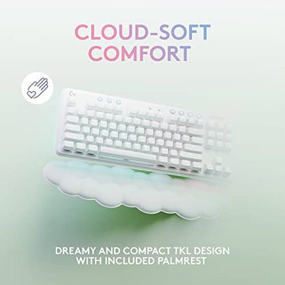 Logitech G715 Wireless Mechanical Gaming Keyboard - White Mist | LIGHTSYNC RGB, Lightspeed wireless, mechanical linear switches, keyboard palm rest, PC/Mac compatible - size: Wireless, style: Linear