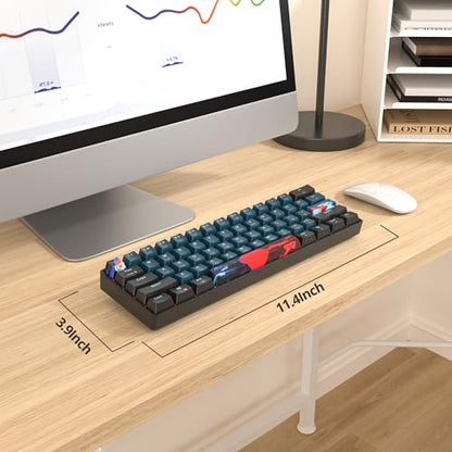 Protable 60% Percent Gaming Keyboard Mechanical, Mini Compact RGB Backlit 61 Keys Wired Office Keyboard with red Switch for Mac/Win (61 Monster/Red Switch) - color: 61 monster/Red Switch
