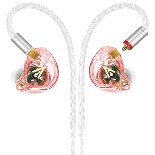 Vibes 202 Wired Earbuds - HiFi in Ear Monitor Headphones – Professional Noise Isolating Ear Buds - Clear Sound, Deep Bass & Comfort-Fit IEM Earphones - MMCX to 3.5mm, Silver Plated Cord, Carrying Case - color: 4-Pink, style: 1) 3.5mm