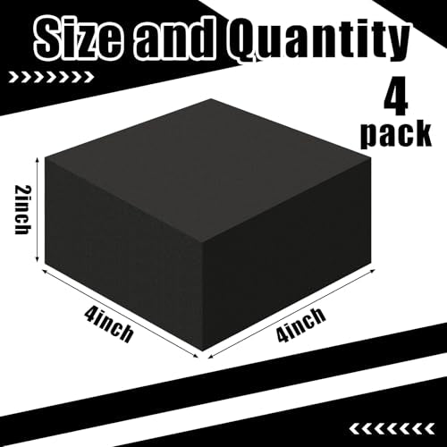 4 Pcs 2" Thick Foam Padding Sheet with Adhesive Backing Block | 4 Inch x 4 Inch, Closed Cell, Self Stick Neoprene Insulation Foam Sheet, Black, for Furniture Cars Speakers - color: Black, size: 2 Inch Thick, 4 x 4 Inches
