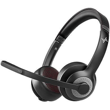 JIAMQISHI Wireless Headset with AI Noise Cancelling Microphone Bluetooth Headset - Bluetooth V5.2 Headphones with Mic Mute for Computer/Laptop/PC/iPhone/Android/Cell Phones (Without USB Dongle) - color: Dark