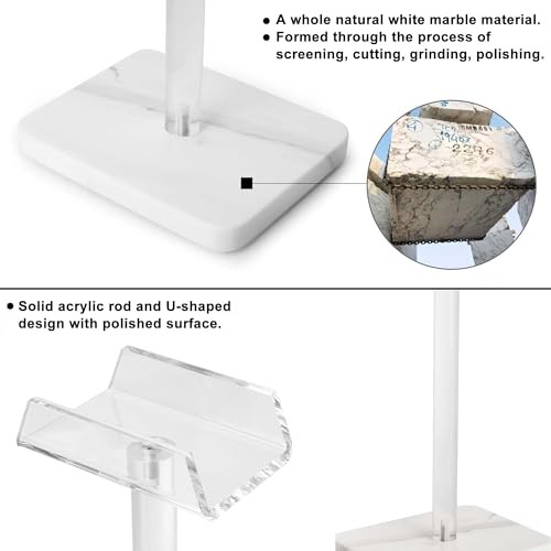 Acrylic Marble Headset Holder Headphone Holders for Desk, Gaming Headphone Stand,Universal Holder for Music Headset Accessories 1 Pack(DP029) - color: white