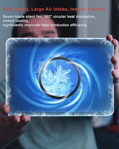 iPad Cooler, Magnetic Tablet Cooler for Surface pro/Samsung Tab/Steam Deck, iPad Cooling Fan with Temperature Monitor LED Gaming Light for Mobile Gaming, Tiktok Live Streaming