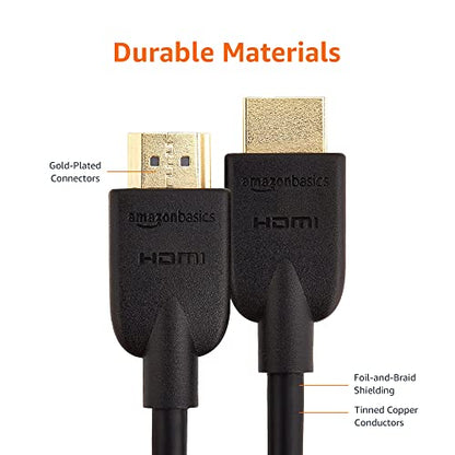 Amazon Basics HDMI Cable, 2-Pack, 3ft, 4K@60Hz, High-Speed 4K HDMI 2.0 Cord for Blu-ray, Ethernet, 2160p, 48 bit, Compatible with TV/PS5/Xbox/Roku, Black - size: 3 Feet