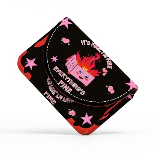 Business Card Holder，PU Leather Business Card Case for Purse，Pocket Travel Name Card Case Holder Wallet for Men Gift，Portable Magnetic Business Card Carrier Dumpster Fire - color: Dumpster Fire