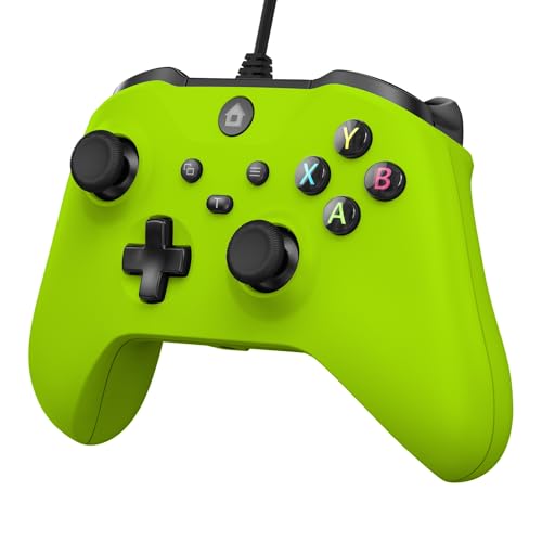 IWGAME Wired Controller for X-BOX-ONE,Compatible with X-BOX One&One S&X, X-BOX Series S&X, PC, IOS, Android Platforms, Gamepad with 3.5mm Audio Jack/Dual Vibration, Support Turbo Function,(Green) - color: Green