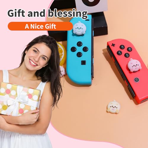 Switch Thumb Grips Caps, 4 PCS Cute Kawaii Kitty 3D Silicone Analog Thumbstick Button Cover Compatible with Nintendo Switch Lite/OLED Joystick Caps, 4 Color Cat - color: 4 Color Cat