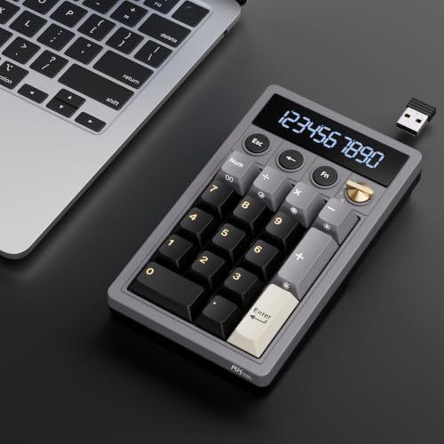 RK ROYAL KLUDGE M20 Wireless Number Pad, Mechanical Numpad with LCD Display, PC Numpad & Calculator Modes, Programmable Numeric Keypad, Bluetooth/2.4G/Wired, RGB Hot-Swappable for Win/Mac - color: Black