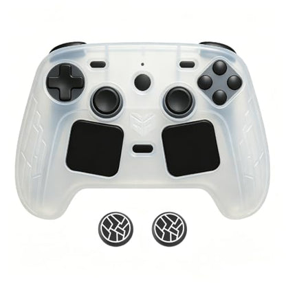 High-Elastic Silicone Protective Case for Steam Controller 2026 Anti-Slip Skin-Friendly Dustproof Anti-Scratch Shock-Absorbing Impact-Resistant Washable Full Cover Shell with 2 Joystick Caps (Clear) - color: Clear
