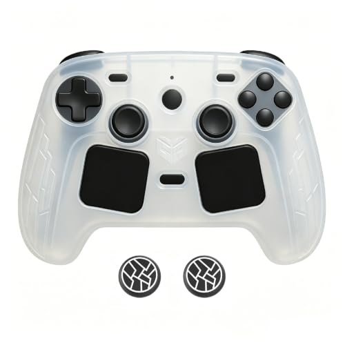 High-Elastic Silicone Protective Case for Steam Controller 2026 Anti-Slip Skin-Friendly Dustproof Anti-Scratch Shock-Absorbing Impact-Resistant Washable Full Cover Shell with 2 Joystick Caps (Clear) - color: Clear