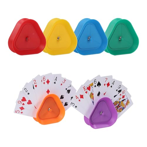 Playing Card Games Holder,6 Pack Triangle Shaped Hands-Free Playing Card Holder for Kids,Adults,Seniors,Poker Parties,Family Card Game Nights&Classroom Activities,6 Colors - color: 6pack(red,yellow,blue,green,orange,purple)