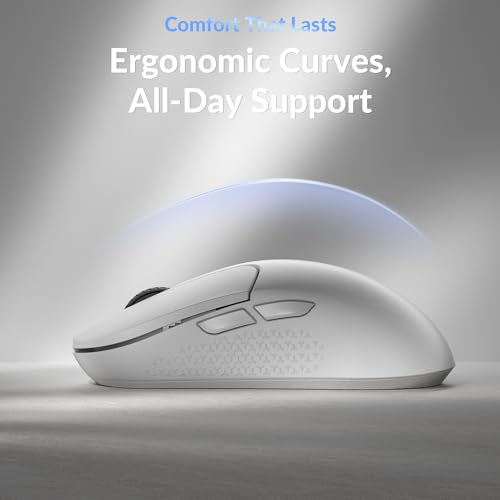 Keychron M3 Mini 8K Wireless Gaming Mouse, 55g Lightweight, PixArt 3950 Sensor, 30K DPI, Bluetooth 5.3/2.4GHz/Wired, Programmable, 140H Battery, for Mac/Windows/Linux - White - color: White