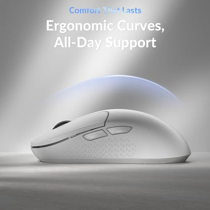 Keychron M3 Mini 8K Wireless Gaming Mouse, 55g Lightweight, PixArt 3950 Sensor, 30K DPI, Bluetooth 5.3/2.4GHz/Wired, Programmable, 140H Battery, for Mac/Windows/Linux - White - color: White