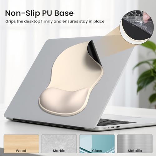 AKIT Ergonomic Mouse Pad and Keyboard Wrist Rest, 3-in-1 Memory Foam Wrist Rest for Computer Keyboard, Non-Slip Base, Pain Relief, Gel Mousepad Set for Gaming, Home and Office, Apricot - color: Apricot