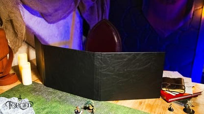 Game Master Screen - 38.5in Landscape DM Screen Compatible with Dungeons and Dragons and Other TTRPG - Faux Dragon Skin with Clear Dry Erase 8.5 x 11 Pockets - Slipcase Stores with DND Books - Black - color: Landscape Black