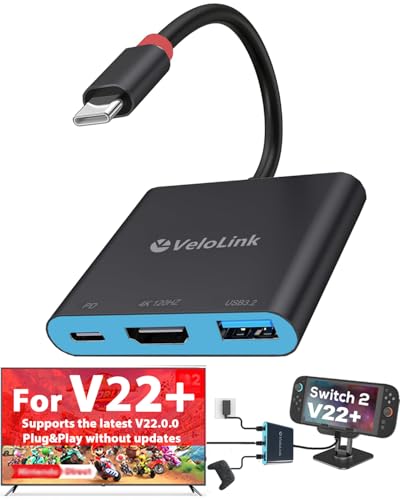 Switch 2 Dock HDMI2.1 Upgraded V22 for Nintendo Switch 2 Compatible with the Latest firmware V22+/Plug&Play/Usbc to HDMI Adapter 4k120Hz for Laptop/MacBook (Black Plug & Play) - color: Black plug & play