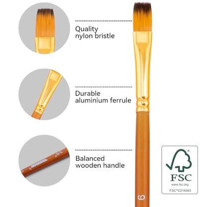 Transon 16 pcs Artist Paint Brush Set Versatile for Acrylic Painting Watercolor Painting Gouache Painting Brown Color - color: Brown