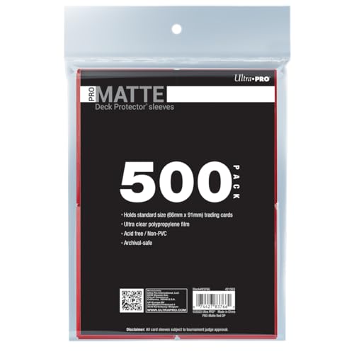 Ultra PRO - 500ct Red PRO-Matte Standard Card Sleeve Deck Protector, Protect & Store Collectible Cards, Sports Cards, MTG, D&D Cards, Sized to Fit Standard Size Cards, High Clarity Matte Finish - color: 500ct Matte Red