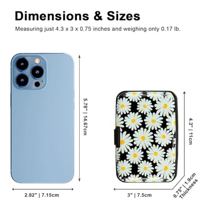 Credit Card Holder, Metal Card Wallet RFID Blocking Mini Slim Aluminum Business Hard Card Case for Women Men (Daisy) - color: Daisy