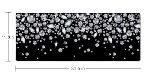 Large Gaming Mouse Pad with Stitched Edges, Desk Mat Extended Keyboard Pad, Non-Slip Rubber Base Desk Pad for Laptop, Office, Home, 31.5X11.8 inch Shiny Diamond Pattern - color: Shiny Diamond Pattern