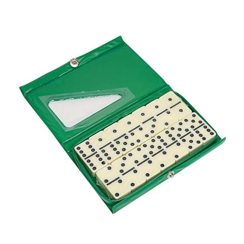 Double Six Dominos Set 28 Dominoes Tiles Classic Table Game with Storage Case for Kids and Adults Party Indoor Outdoor Events, Green - color: Green