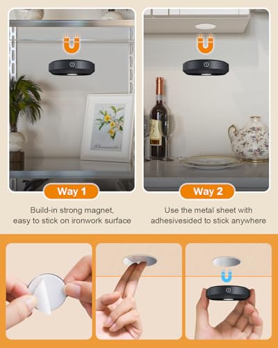 WILLED Puck Lights with Remote Control,3 Colors Under Cabinet Lighting Wireless,Rechargeable Battery LED Tap Light,Timer Function Stick On Lights for Kitchen,Cabinet,Counter,Closet, Shelf,3 Pack - color: 3000K/4500K/6000K