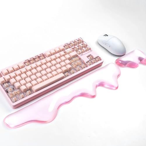 Ergonomic Gel Wrist Rest for Keyboard and Mouse, Pink Wrist Rest Set, Cute Wrist Rest for Computer Keyboard 60%/68%/75%,Comfort & Support for Typing and Gaming - color: Pink