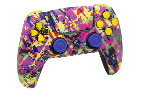 Custom Controllerzz Custom Wireless Controller Compatible with PS5 - Multiple Designs Available (Neon Drip & Gold Chrome) - color: Neon Drip & Gold Chrome