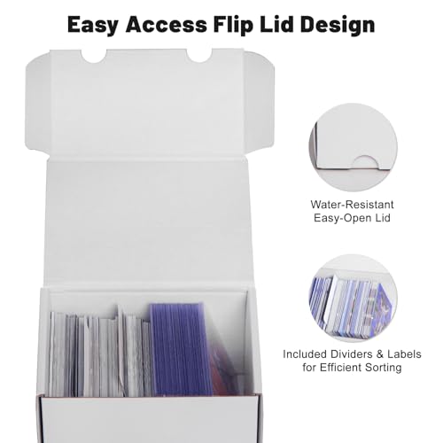 NUMINA 4 Pack Trading Card Storage Boxes for Toploaders with Dividers | 160 Toploader Capacity, Fits Magnetic Holders, Includes Dividers & Labels, Laminated Surface, Compact Storage For TCG & MTG - size: 4-Pack 6-inch