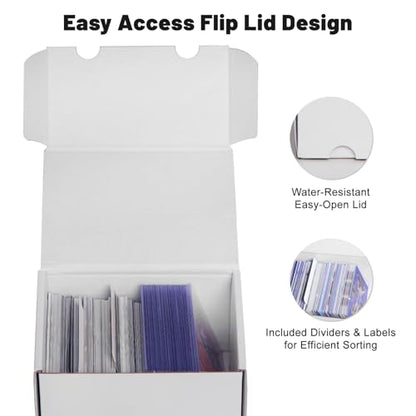 NUMINA 4 Pack Trading Card Storage Boxes for Toploaders with Dividers | 160 Toploader Capacity, Fits Magnetic Holders, Includes Dividers & Labels, Laminated Surface, Compact Storage For TCG & MTG - size: 4-Pack 6-inch
