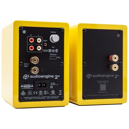 Audioengine A2+ Desktop 24 Bit Limited Edition Wireless Bluetooth Desktop Speakers - 60W Computer Speakers for Music and Gaming Accessories, (Limoncello Yellow) | with 24-Bit DAC for PC, Mac, Gaming and Music - Yellow - color: Limoncello Yellow, style: De