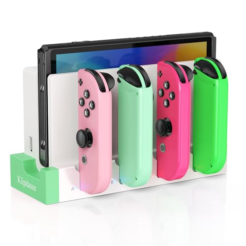 Switch Charger Dock for Nintendo Switch/OLED, Charging Dock for Joy-Con Controller, with LED Indicator, Charge up to 4 Joycon Controllers - DS Game Boy Advance Consoles - color: Green-White, size: For Switch/OLED