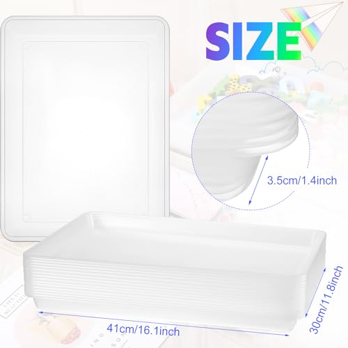 Maitys 15 Pack Plastic Art Trays 12 x 16 Inch Activity Crafts Trays Sensory Tray DIY Projects, Painting, Beads, Jewelry Office Home Organizer Arts and Crafts Supplies(Clear) - color: Clear
