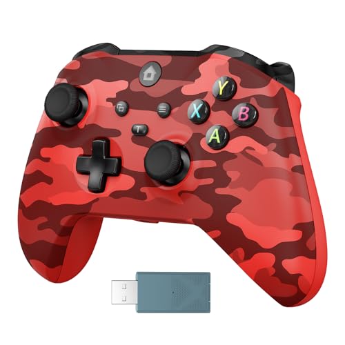 GMVOX Wireless Controller for X-BOX/PC,Camo Red | 2.4g Adapter,Support Turbo/3.5MM Audio Jack/Dual Vibration,Compatible with X-BOX Series S/X/PC/IOS/Android Platforms - color: red camo