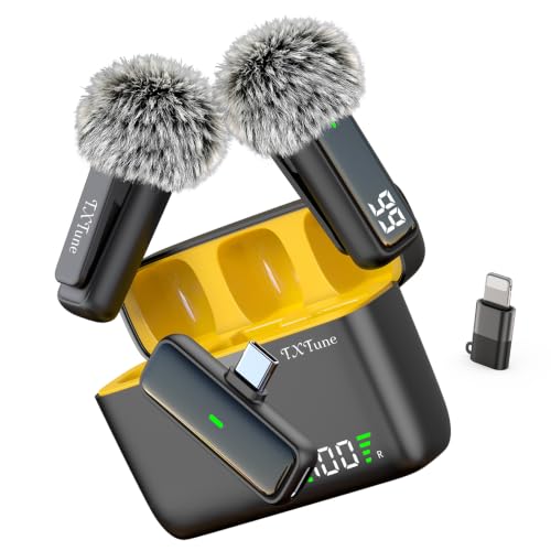 Wireless Microphone for iPhone Android Phone, USB C Mini Clip on Mic | Noise Canceling, 24H Battery Life with Charging Case, 70Ft Range, Lavalier Mic for Content Creators Video Recording Vlogging