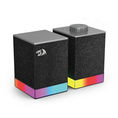 Redragon GS517 RGB PC Gaming Speaker, BT 5.3 & USB Dual Connectivity | 2.0 Stereo Enhanced Sound Desktop Computer Speaker, 8 RGB Lighting Effects, Touch Controls & Volume Knob, Sleek Design