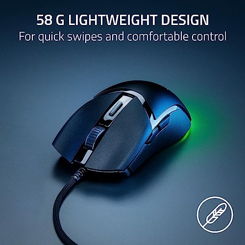 Razer Cobra Wired Gaming Mouse, Gen-3 Optical Switches, 58g, Black | Chroma RGB Lighting with Underglow, Precise 8500 DPI Optical Sensor, 100% PTFE Mouse Feet - color: Black