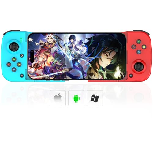 Megadream Mobile Game Controller Gamepad for iPhone iOS Android PC: Works with iPhone 16/15/14/13/12/11, iPad, Samsung Galaxy, TCL, Tablet, Call of Duty, Diablo Immortal - Directly Play (Blue+Red2) - color: Blue+Red2