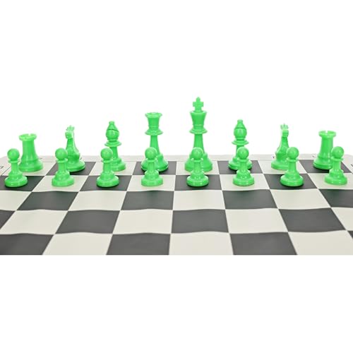 WE Games Color Bright Plastic Staunton Tournament Chess Pieces with 3.75 in. King - Half Chess Set of Chess Pieces Only, Neon Green - color: Neon Green