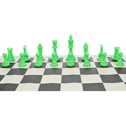 WE Games Color Bright Plastic Staunton Tournament Chess Pieces with 3.75 in. King - Half Chess Set of Chess Pieces Only, Neon Green - color: Neon Green