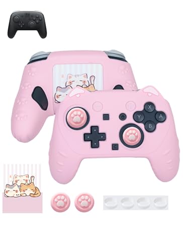 Case for Nintendo Switch 2 Pro Controller,UYRUREL Premium Sillence Material,Shock-Absorbing and Anti Drop Protection Soft Shell,with Stickers and Thumb Grips,Pink. - color: Pink