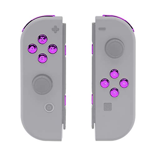 eXtremeRate DIY Full Set Buttons for Nintendo Switch & Switch OLED, Chrome Purple Glossy Replacement Buttons for JoyCon, ABXY Direction Keys SR SL L R ZR ZL + - Home Capture Trigger Buttons Springs - color: Chrome Purple