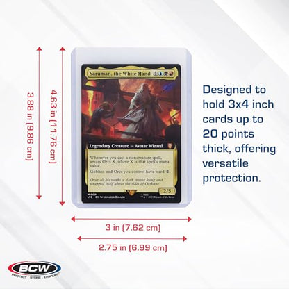 BCW Premium 3x4 Topload Card Holders – 100 Pack | Ultra-Clear 35PT Rigid PVC Protectors | Heavy-Duty Card Holders for Standard Trading Cards, Sports Cards, MTG, Pokémon & More - size: 100 Pack
