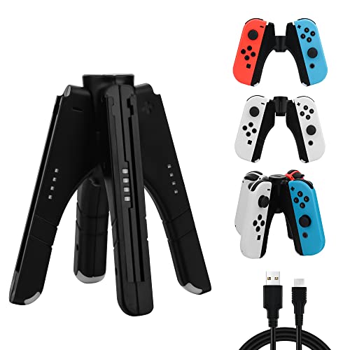 4 in 1 Controller Charger Grip for Nintendo Switch JoyCon & Switch OLED Joy Con Holder, FANPL JoyCon charging dock with LED Indicator Light and Charging Cable - Converts to Grip or Charging Stand