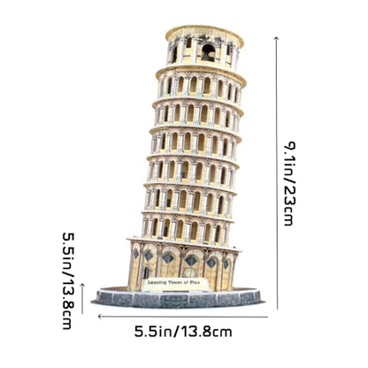 Architecture World Famous of 3D Puzzle.Build Your Own Collection of 17 Global Landmarks (Notre Dame, Colosseum) - Educational DIY Model Kit for Kids & Adults. (Leaning Tower of Pisa) - color: Leaning Tower of Pisa