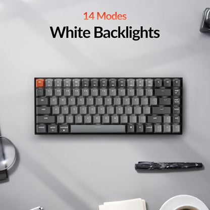 Keychron K2 75% Layout Bluetooth Wireless Mechanical Gaming Keyboard Silent K Pro Red Switch/White LED Backlit/USB C/Anti Ghosting/N-Key Rollover, 84 Keys, for Mac Windows - color: Keychron Silent K Pro Red Switch