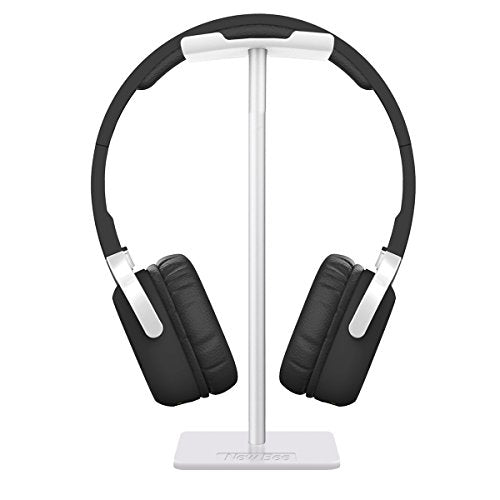 Headphone Stand Headset Holder Earphone Stand for All Headphones Size | Aluminum Supporting Bar Flexible Headrest ABS Solid Base for All Headphones Size (White) - color: White
